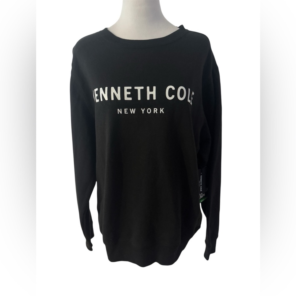 New! Kenneth Cole Black Crewneck Sweatshirt organic cotton blend size medium